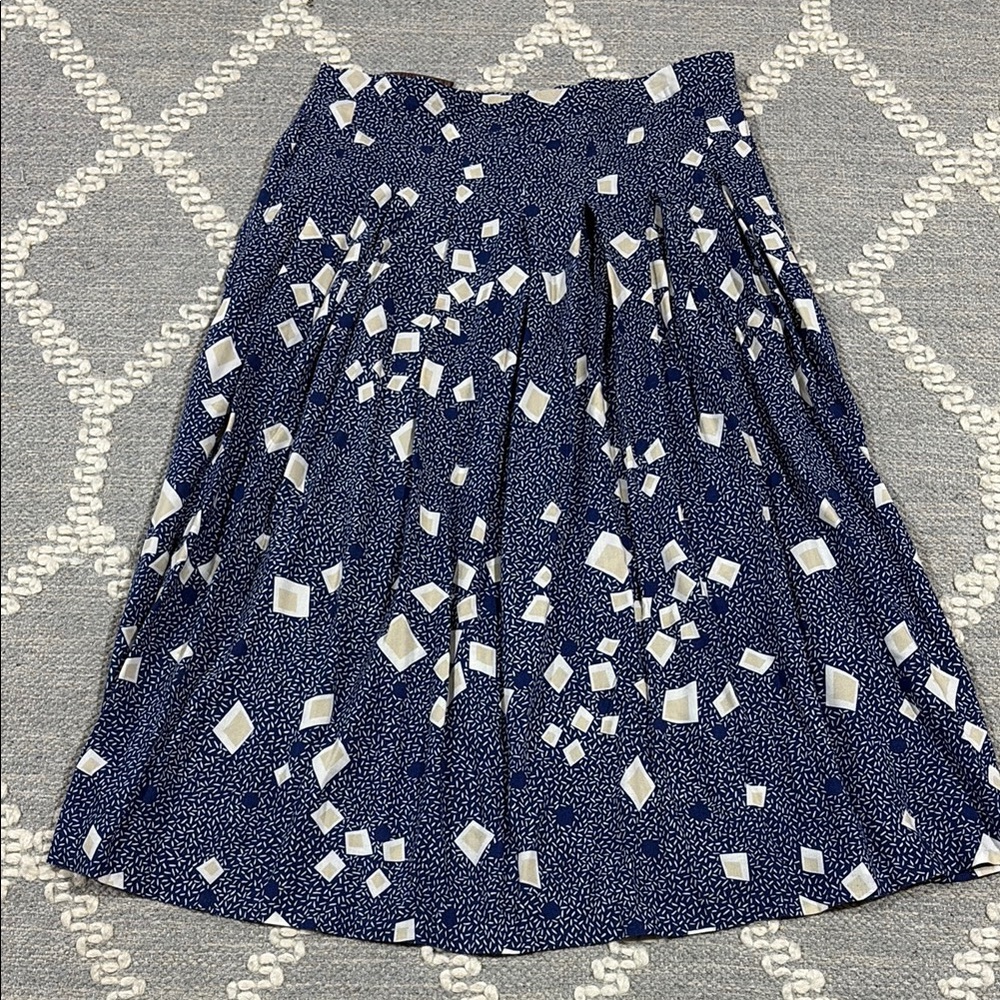 Blue Patterned Women's Pleated Skirt